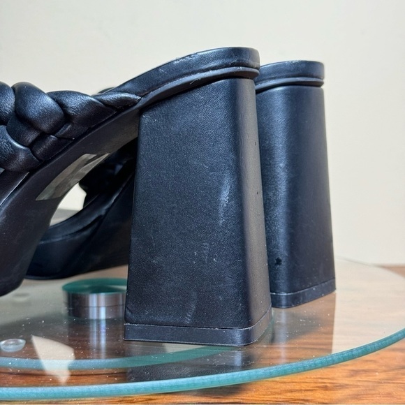 Anne Klein Aiden Chunky Platform Block Heel - Black Faux Leather - Size 5.5 - Picture 10 of 14